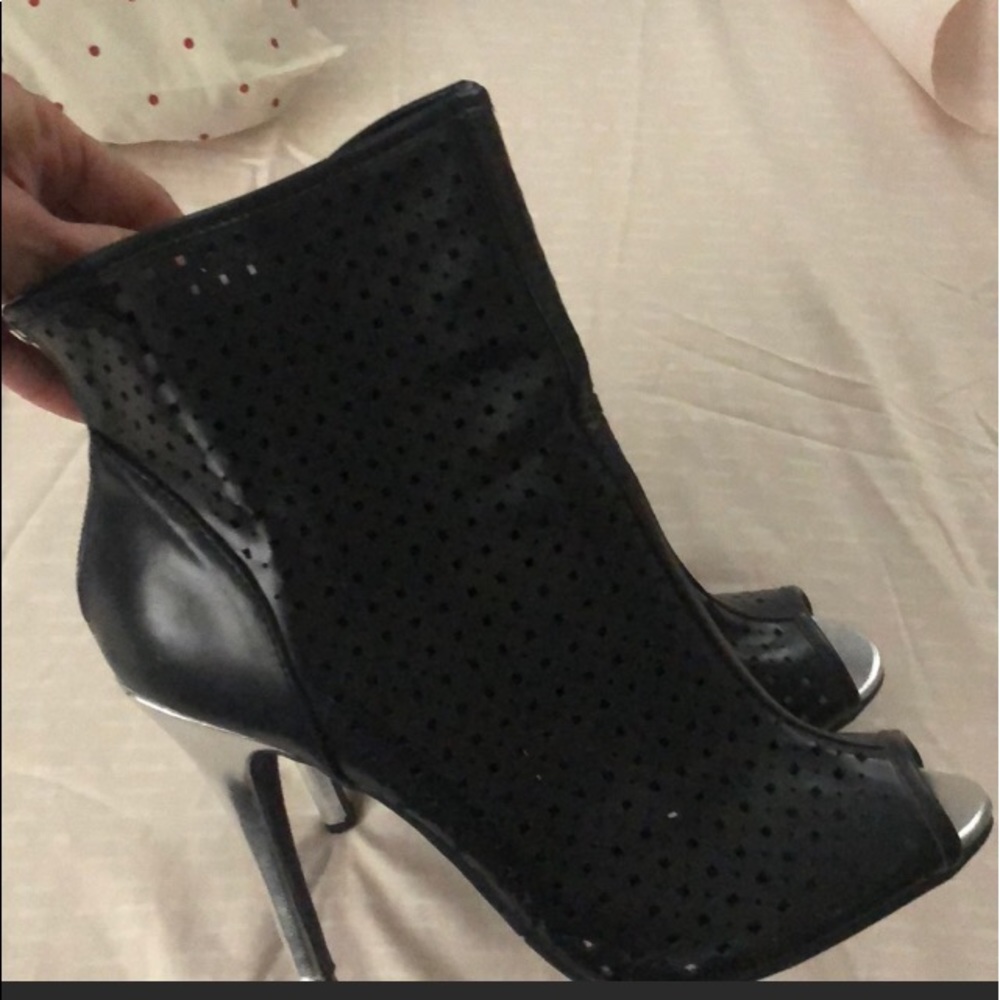 Black open toe booties